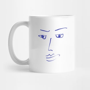 Minimalist Unimpressed Face Line Drawing Mug